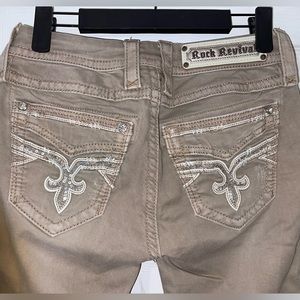 Light Brown Rock Revival Jeans